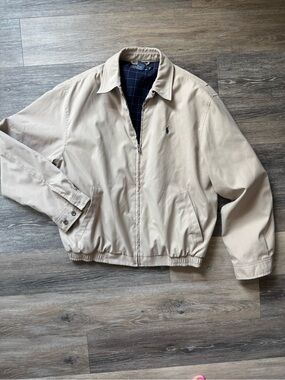 POLO RALPH LAUREN VINTAGE 90’s JACKET HARRINGTON BROWN ZIP UP BOMBER SZ M